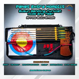 Busur Fiber Bending Usia Anak dan Remaja 15lbs-25Lbs Paket Extra Komplit Olahraga Panahan Tradisional Outdoor