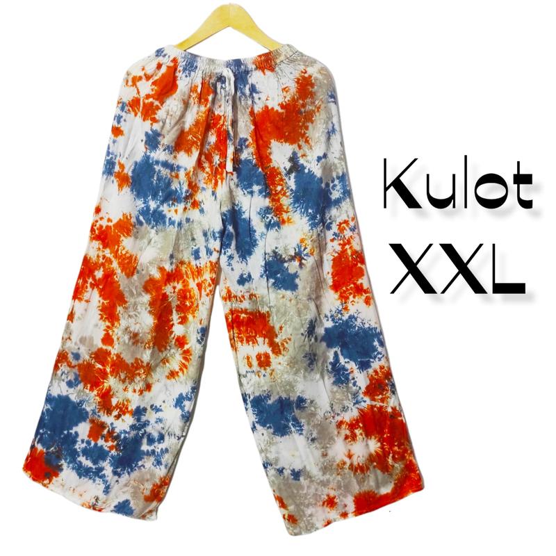 Celana Kulot super jumbo smok putihan Cantik Karet Melar Rayon Wanita Lembut Variasi Panjang 5