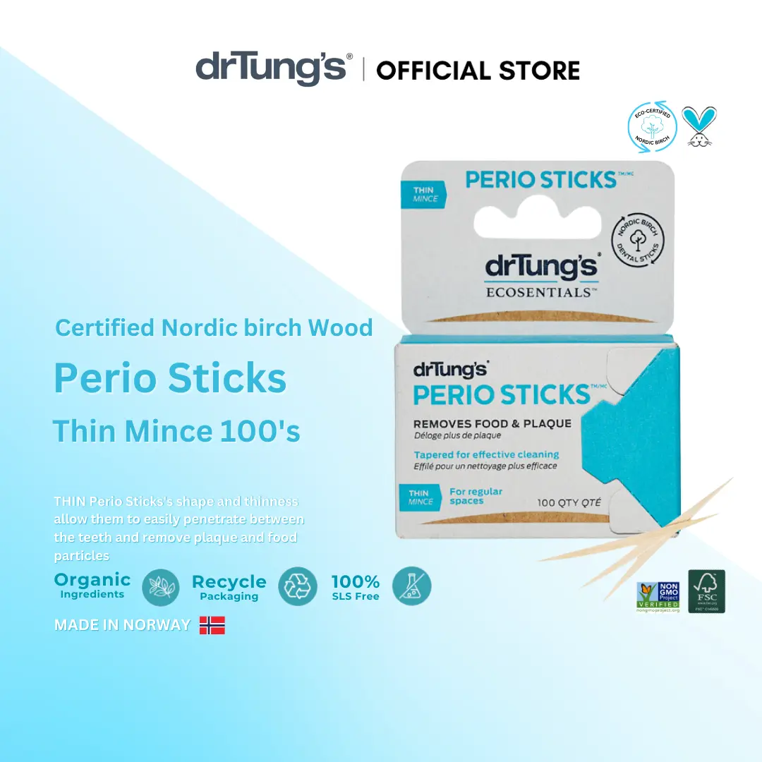 drTung’s Perio Sticks Thin 100s- (Birch Dental Sticks) 100% Plastic Free