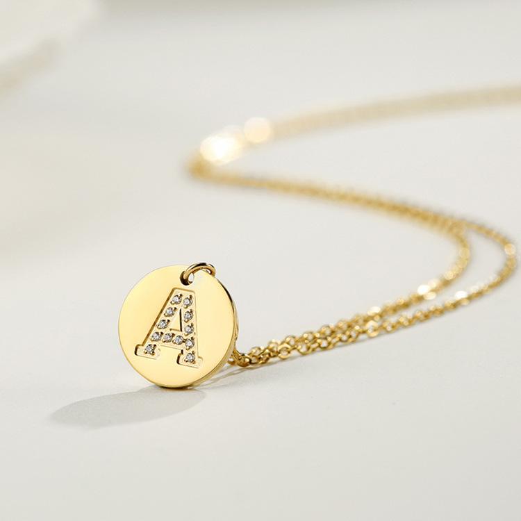 Product Introduction of European and American Fashion Personalized Pendant 26 Letters Stainless Steel Clavicle Chain Necklace 11
