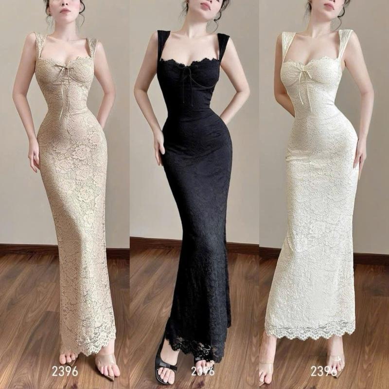 Đầm TK 2s Ren Cúp Ngực Dáng Dài Đuôi Cá 3 Màu Siêu Tôn Dáng