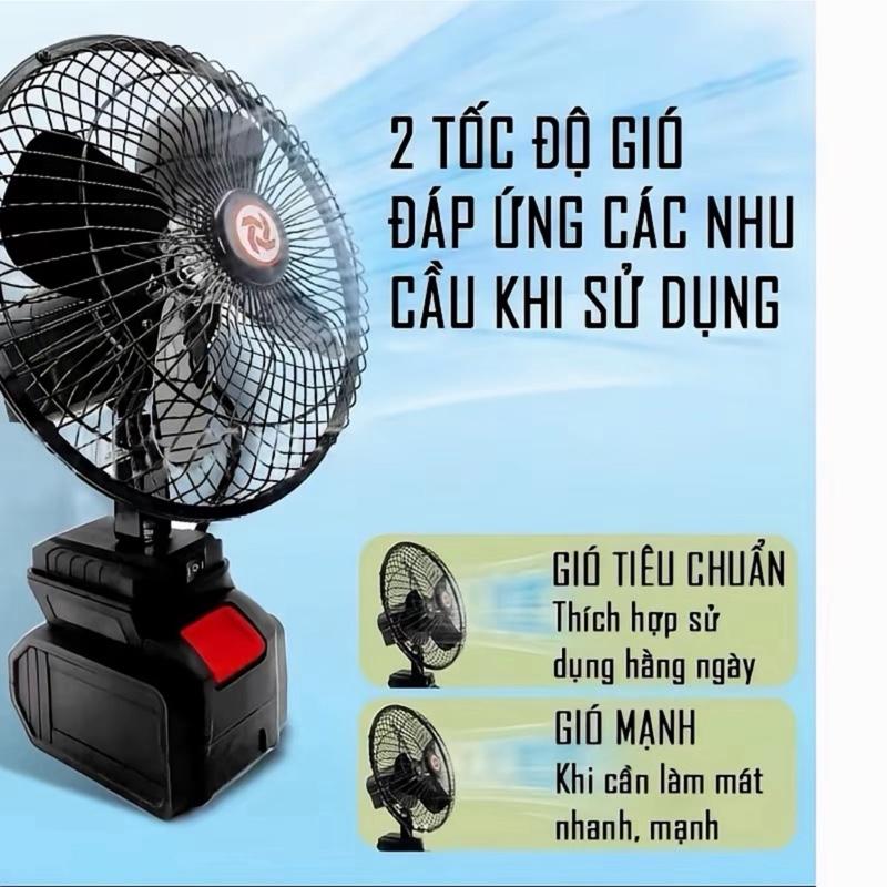 Quạt Tích Điện Kèm Pin 10 Cell, Đầy Đủ Phụ Kiện Quạt + Pin + Sạc , Quạt Tích Điện Lồng Sắt