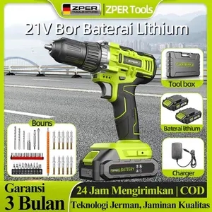 ZPER Bor Listrik Mesin Bor Baterai Tanpa Kabel Bor Lithium ZP011 dengan Torsi Maks 20N.m/30N.m mesin bor cas 2 batre impact wrench impact 1 komplit set bor listrik full set power tools