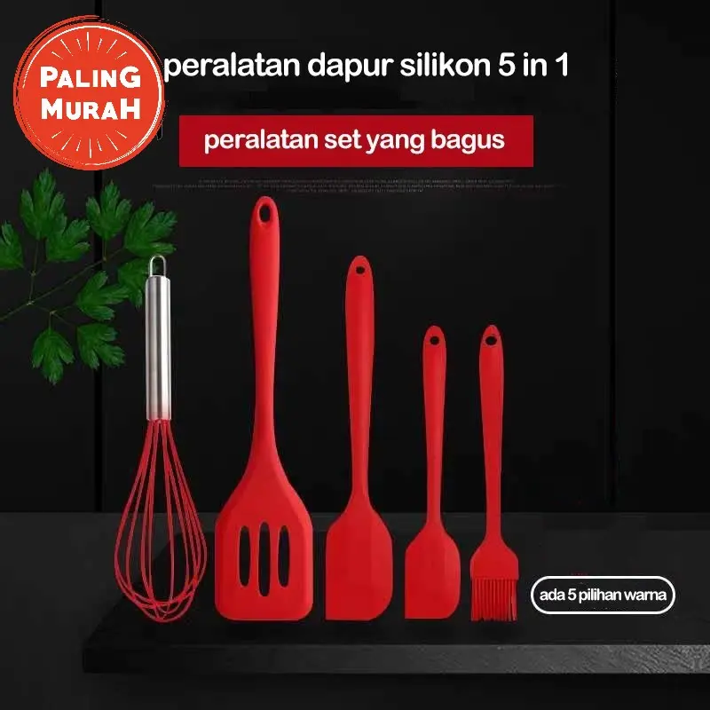 CHOCOBERRY7 Spatula Set Alat Masak 5 In 1 Sutil Scrap Kocokan Silicone/Silikon Termurah Berkualitas 1