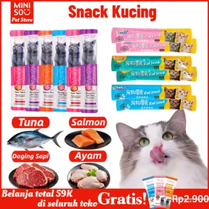 Snack Kucing Cemilan Kucing - Multi Rasa Tuna Salmon Premium CREAMY CAT Camilan Sehat Disukai Kucing