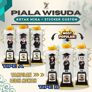 Piala Akrilik Wisuda Sticker Custom Plus Kotak Mika Untuk Kelulusan Wisuda Paud Tk Sd Smp Sma
