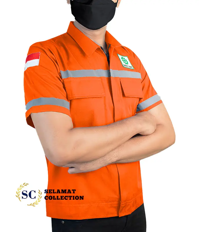 Kemeja Safety K3 by Selamat collection - Baju Seragam Kerja Atasan Wearpack Lengan Pendek Pria Wanita 7