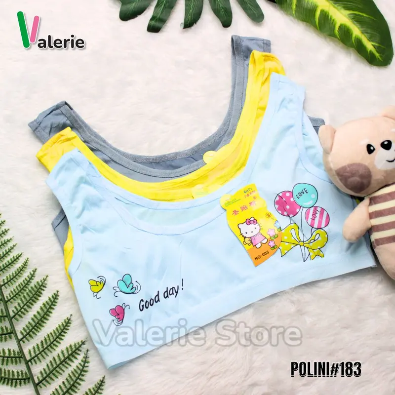 VAL - (6 PCS) MINISET ANAK PEREMPUAN POLINI REMAJA BAHAN KAOS MODEL SPORT BRA TANPA BUSA 1