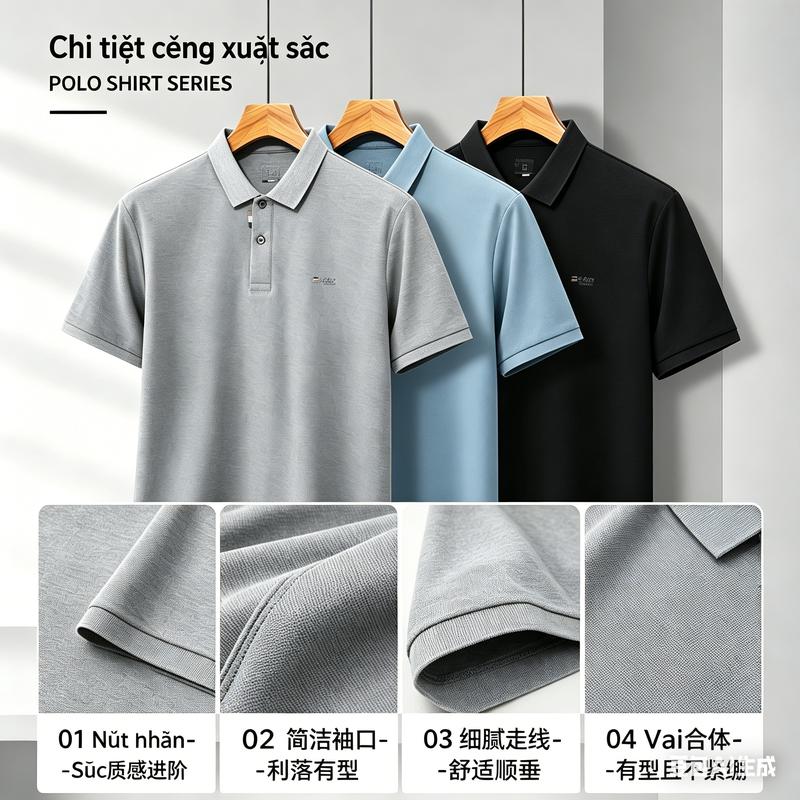 Áo Polo Nam Thoáng Khí, Nhanh Khô, Thấm Hút Mồ Hôi, Kiểu Dáng Thường Ngày, Phù…