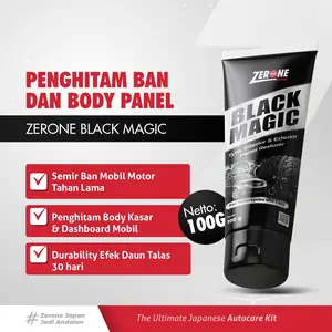 Zerone Japan Black Magic Penghitam Body Motor Trim Restorer Dashboard Body Mobil Kendaraan 100g Durability Tahan Lama
