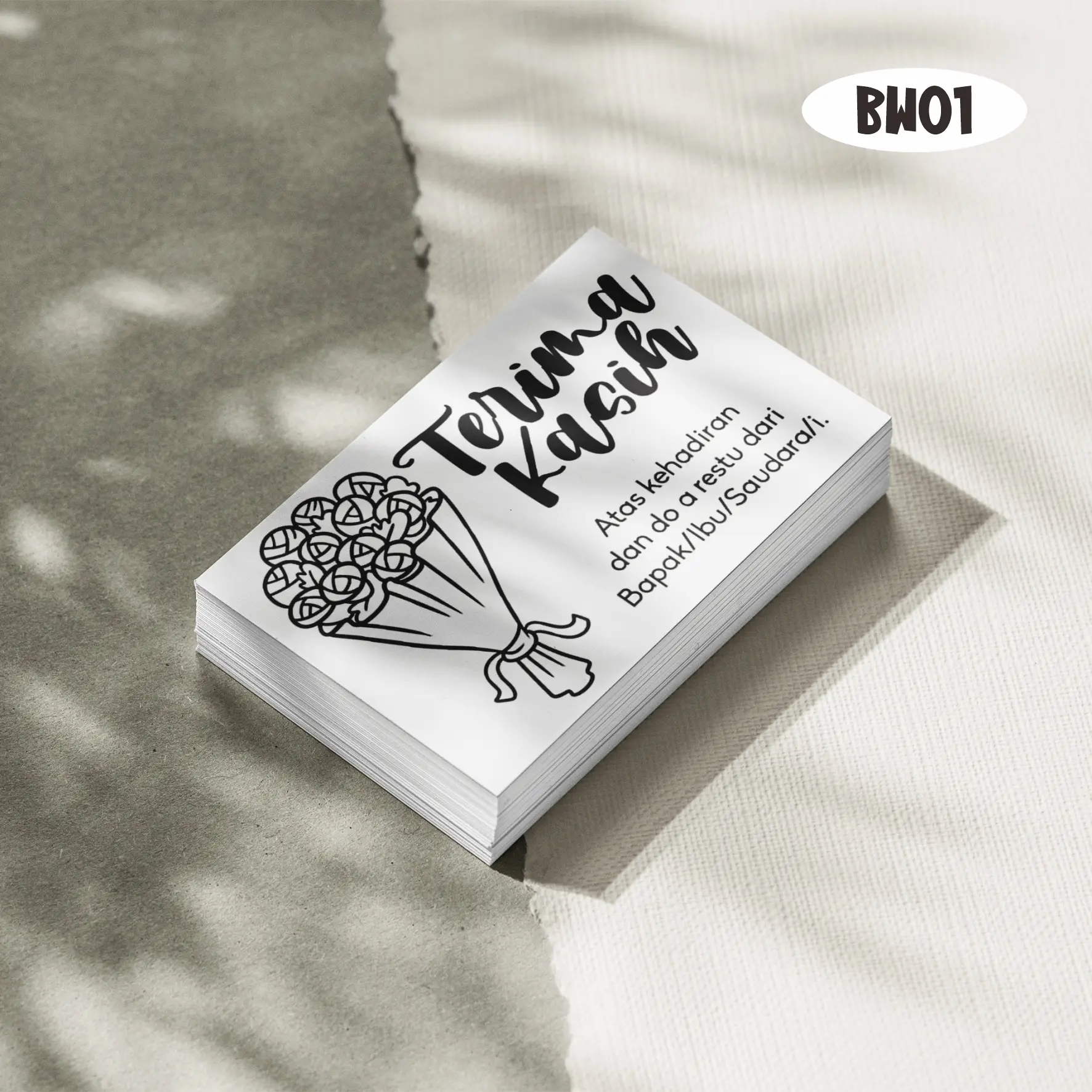 (Isi 200 pcs) Kartu ucapan terimakasih pernikahan / ulang tahun / Khitanan / Tasyakur / gift card wedding BW