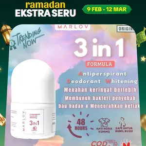 MARLOV Antiperspirant Deodorant Whitening Roll On 3 in 1 Formula 25ml BPOM HALAL Antiperspirant Solusi Ketiak bau dan basah