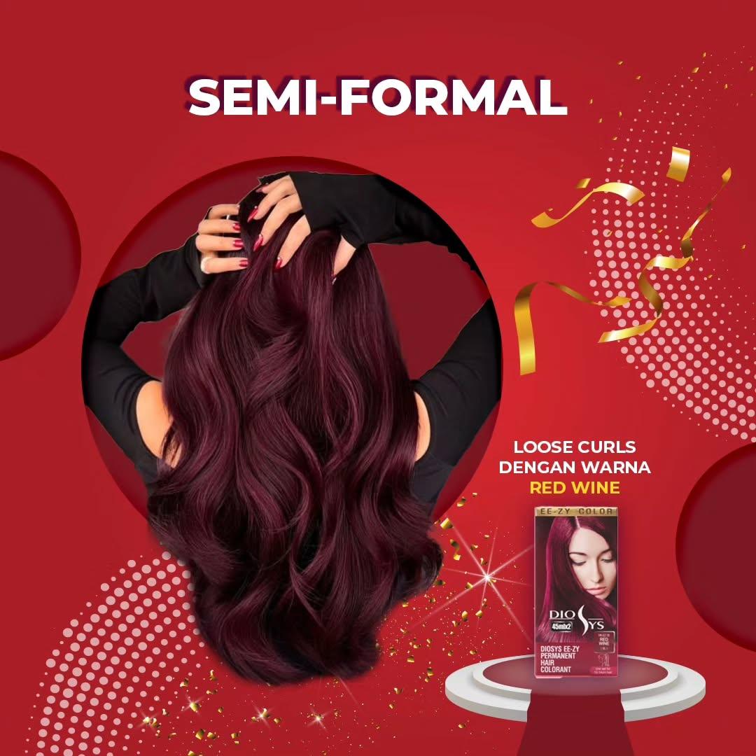 Diosys Cat Rambut Red Wine Pewarna Rambut Merah Marun 45ml Warna Tahan Lama Dye Elegant Semi Formal dengan Aroma Nyaman dan Harga Ekonomis Maroon