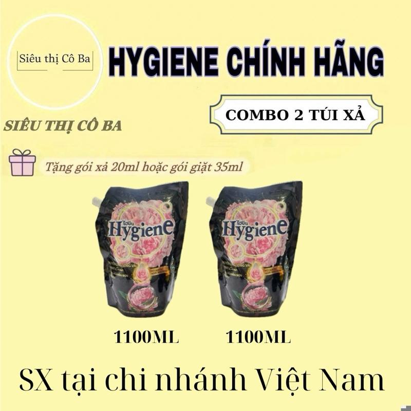  Combo 2 Túi Nước Xả Vải Hygiene Đen 1100ML Túi Kèm Gói Giặt 35ML Hoặc Gói Xả 20ML Làm Sạch Kem 