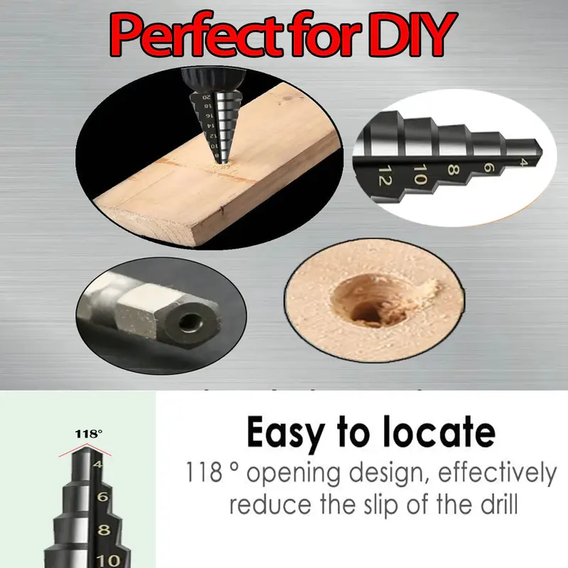 Mata Bor Pagoda Untuk Baja 3 Pcs Spiral HSS Steel Titanium Coated mata bor Pagoda besi kerucut Cone drill hole saw 1