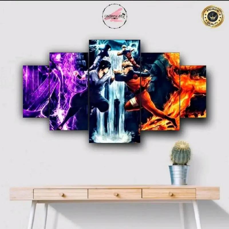 1 SET Pajangan Dinding  NARUTO & SASUKE Hiasan Dinding Cocok Buat Kamar Aestentic Isi 5 pcs Poster Kayu 0
