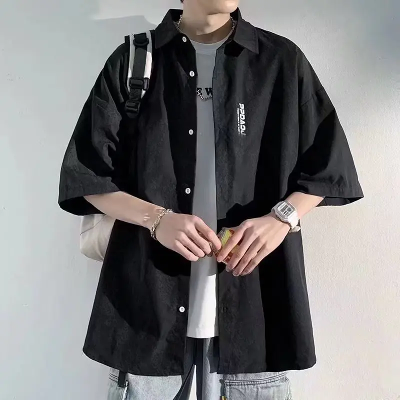 COOLWOI - Kemeja EDDY Kasual Merek Trendi Pria Lengan Pendek Kemeja Trendi Pakaian Pria 3