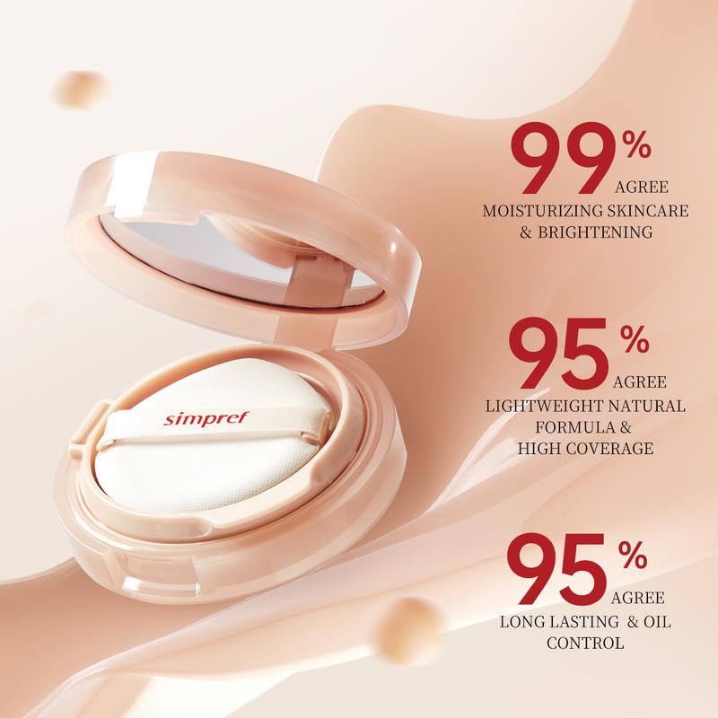 SIMPREF Brightening Cushion 2 In 1 Makeup & Skincare Foundation Hasil Matte High Coverage Long Lasting Oil Control Transferproof Minim Oxidasi 5