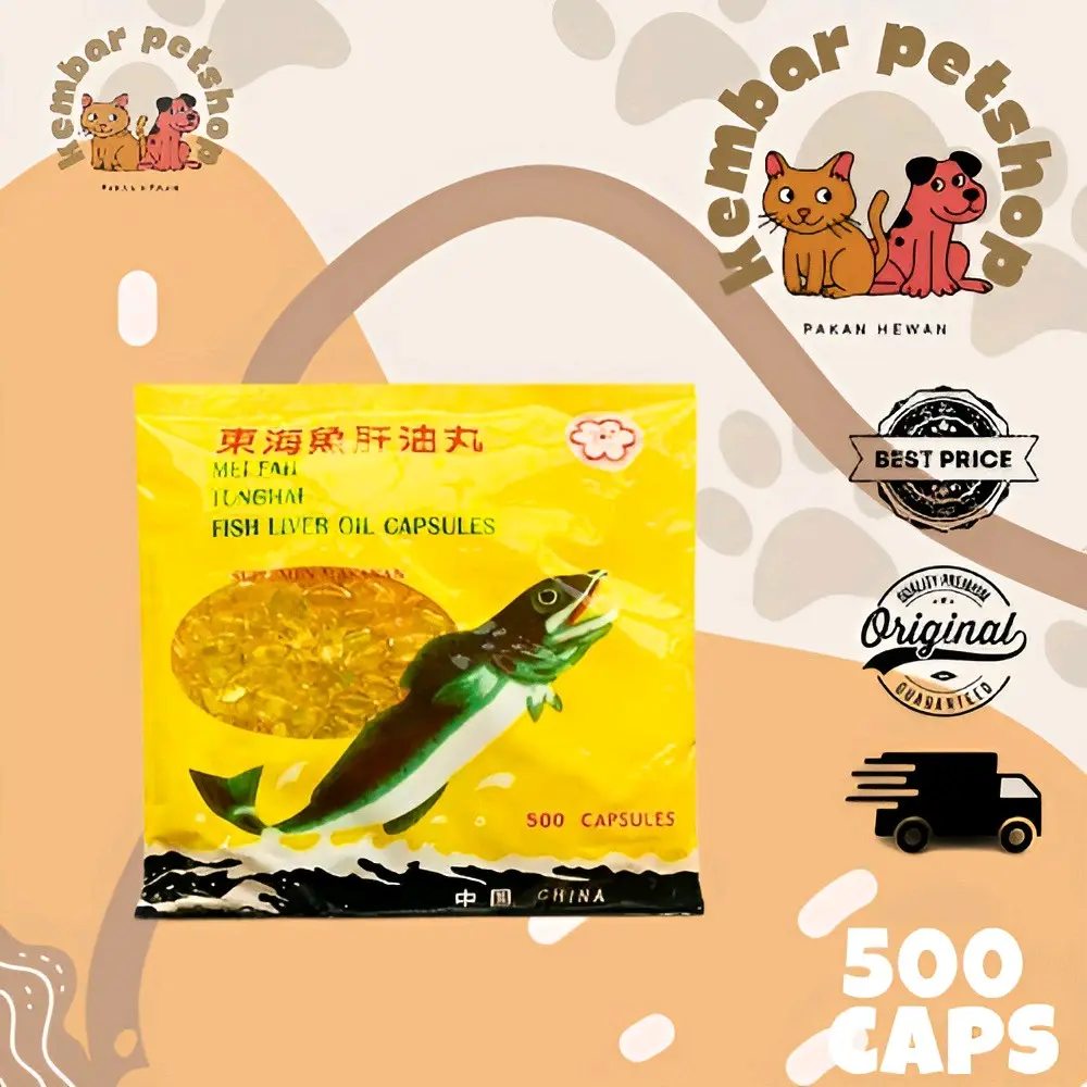 Minyak ikan isi 100 caps vitamin anjing kucing tunghai minyak ikan