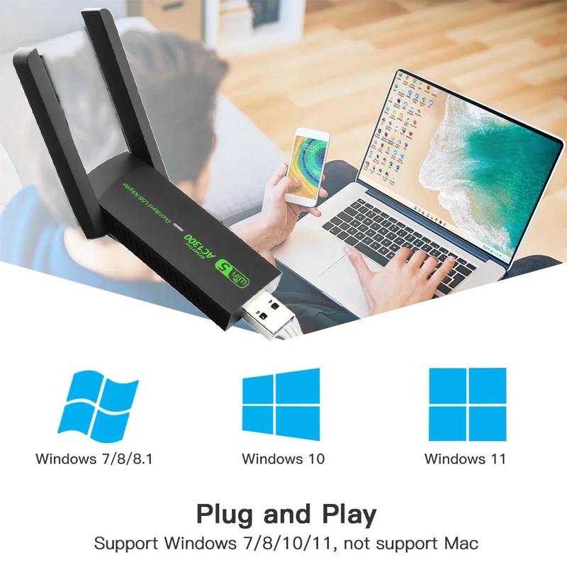 1300Mbps Wifi USB Network Card WiFi 5 AC1300 USB Wifi Adapter Dual Band 2.4G 5G Wireless Dongle Receiver RTL8812 Antenna 6