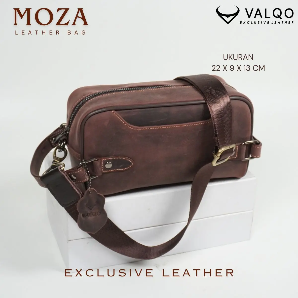 VALQO MOZA Handbag Kulit Sapi Pouch Kulit Clutch Kulit Tas Tangan Kulit Wanita Pria Hitam