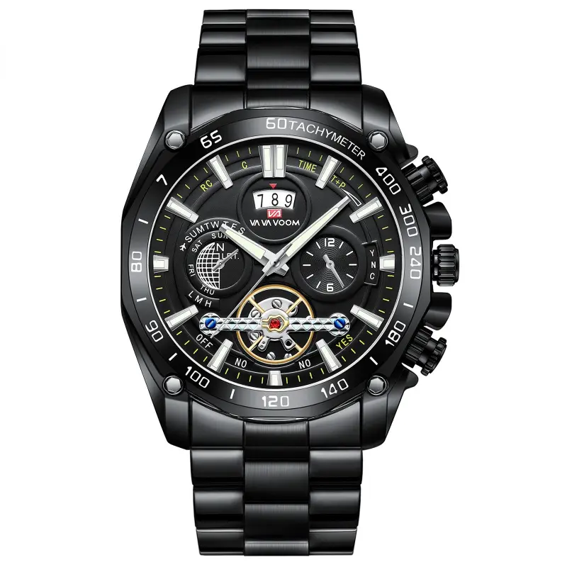 Jam Tangan Pria Anti Air Original Anti Karat Luxury Bercahaya Kalender Multifungsi Quartz Watch Men Berliku Otomatis  VA-2421 3