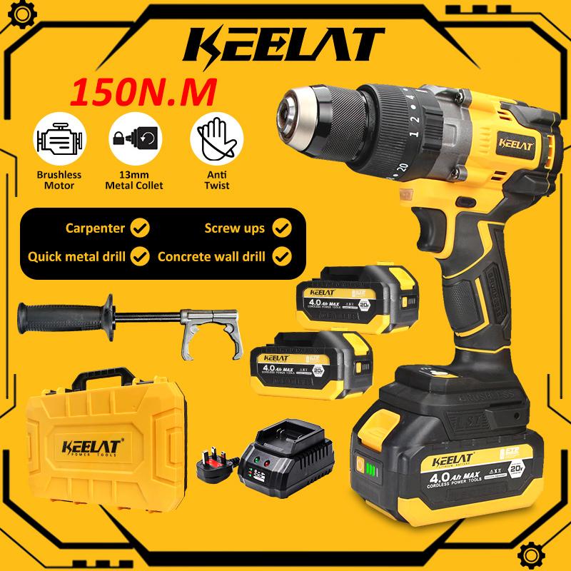 KEELAT KCD014 Brushless Heavy Duty Cordless Drill Impact Hammer ...