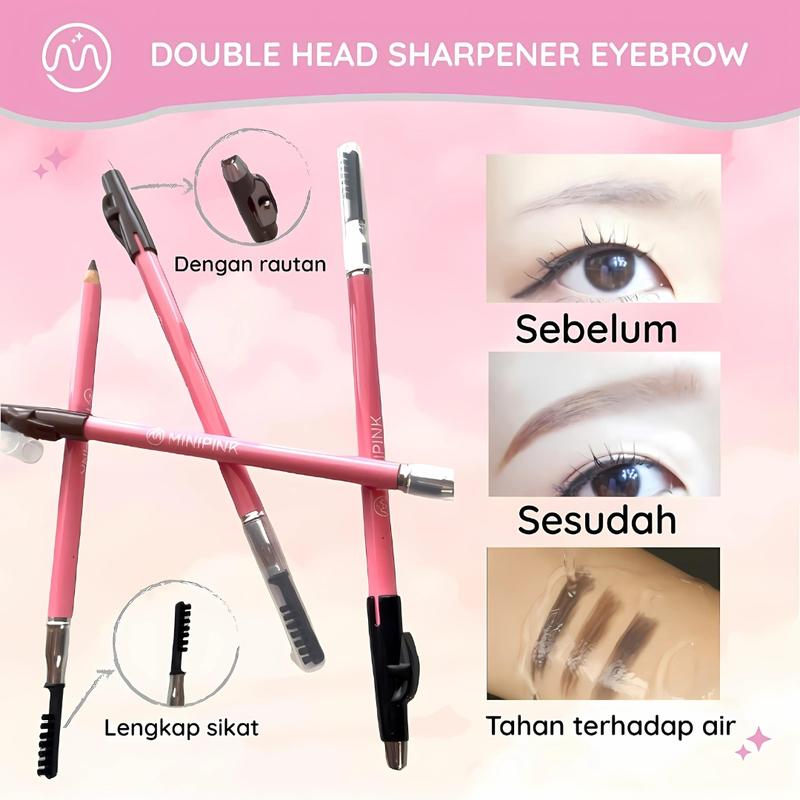 MINIPINK Double Head Sharpener Eyebrow Pensil Alis Kepala Ganda Tahan Lama Tahan Air MP010 2