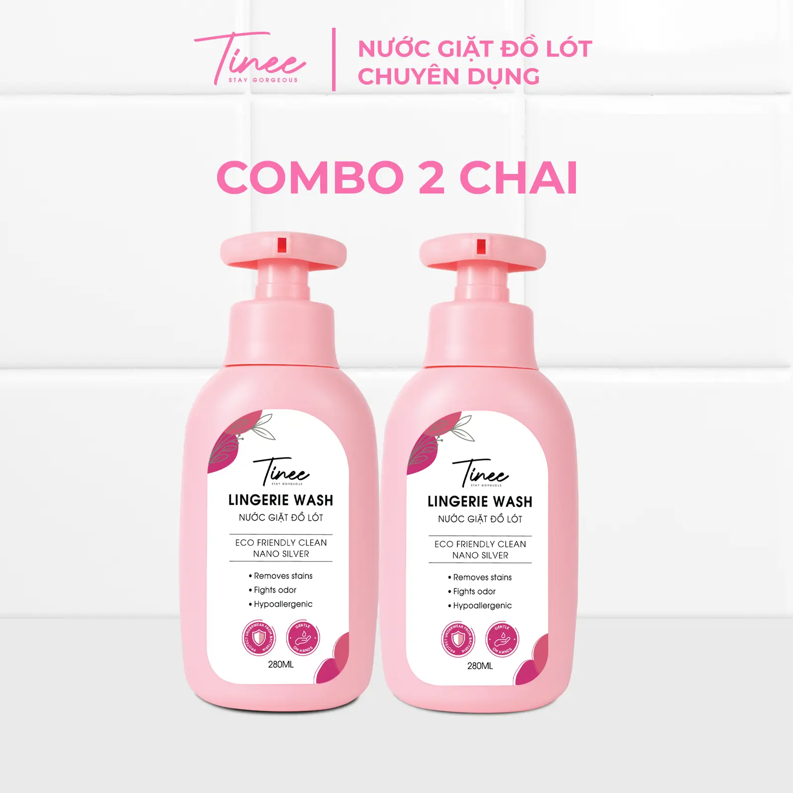 Nước Giặt Đồ Lót Chuyên Dụng Tinee Hương Hoa Anh Đào - Nano Bạc Hạn Chế Nấm Khuẩn (280ml/ chai)
