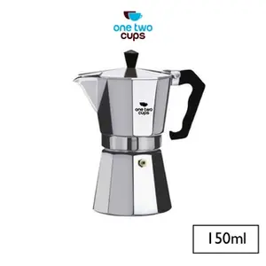 One Two Cups Espresso Coffee Maker Moka Pot Teko Stovetop Filter 150ml 3 Cups