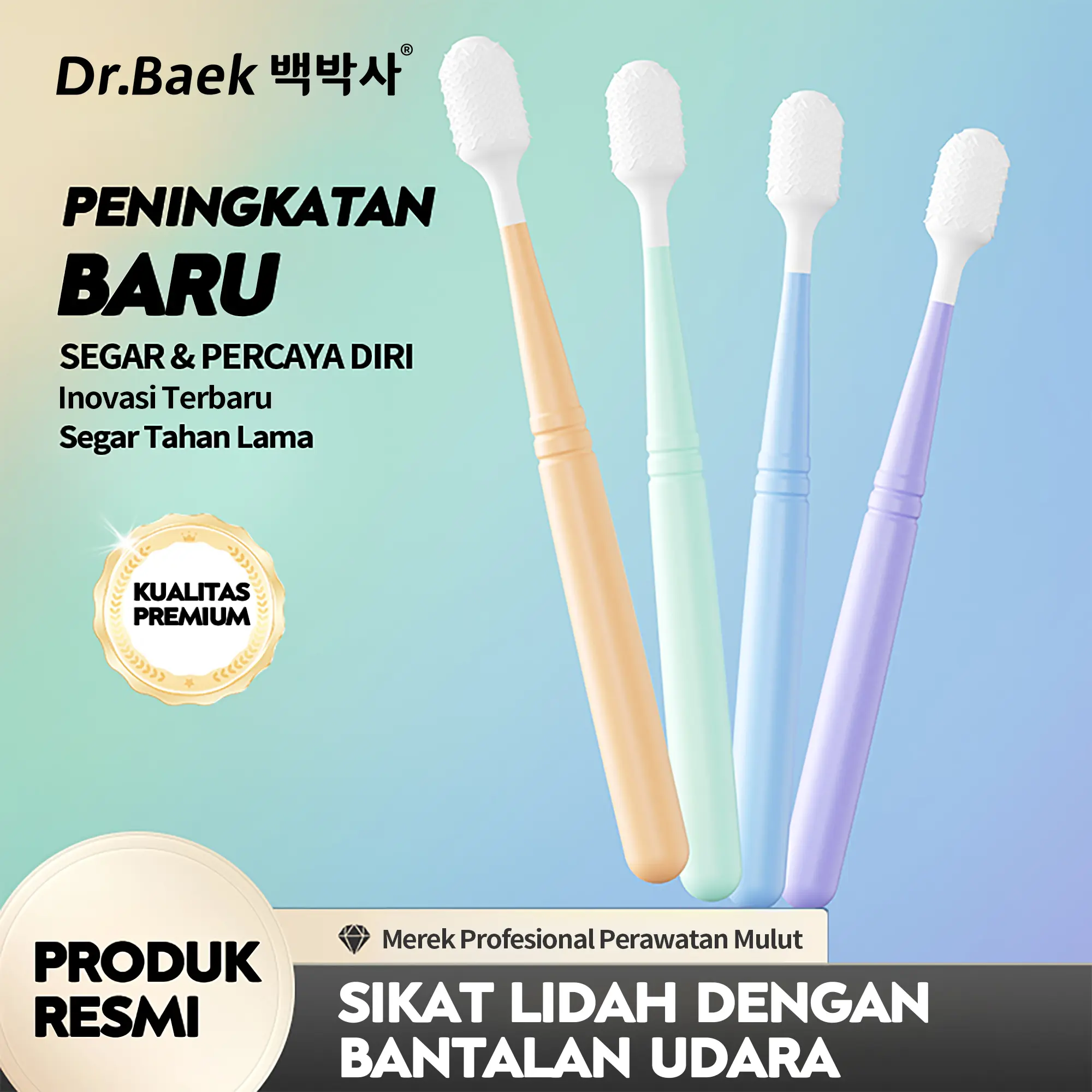 Dr.Baek  Sikat Lidah Bantalan Udara + Larutan Pembersih Lisozim Probiotik – Lembut Tanpa Tersedak, Bersihkan 80% Bakteri Lidah, Napas Segar Tahan Lama, Paket Lengkap Kebersihan Mulut!   Pembersih   Lidah dewasa