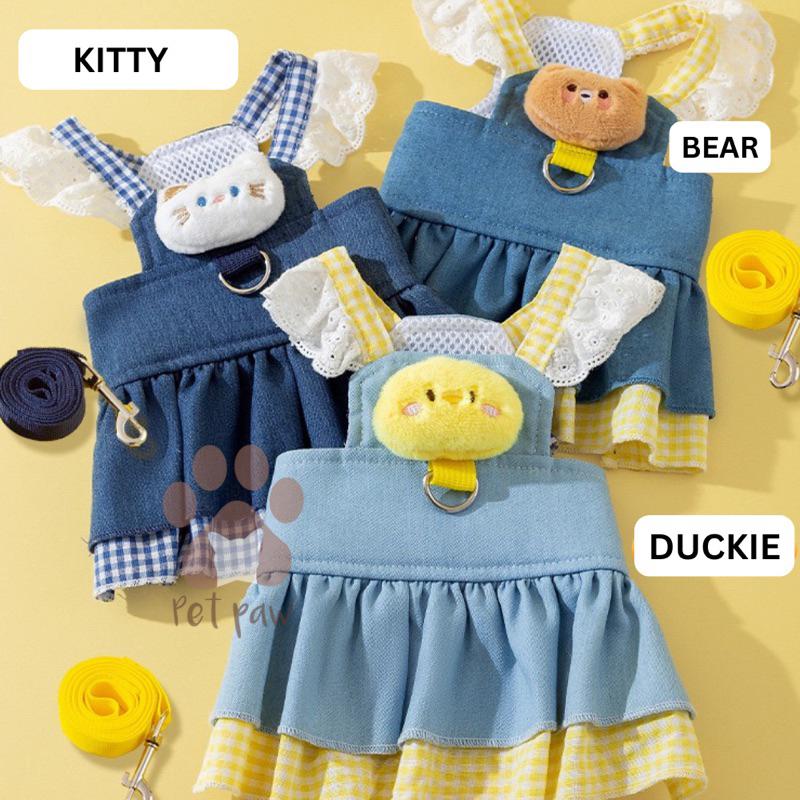 Petpaw Baju Anjing Kucing Zoey Dress Harness Baju Tali Tuntun Leash Set Hewan Anabul 0