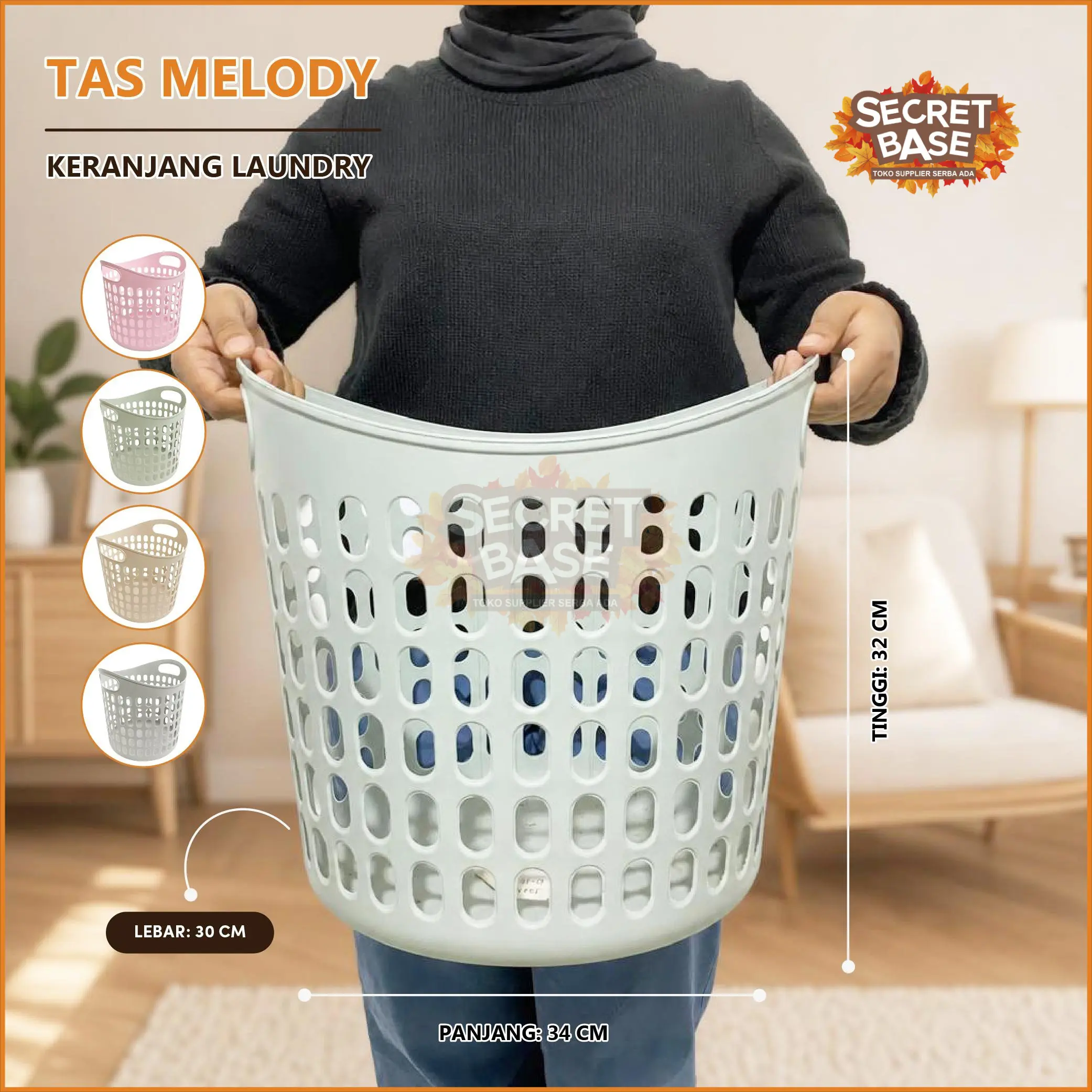TAS MELODY - Keranjang Plastik Besar / Box / Keranjang Serbaguna Belanja Minimarket Laundry