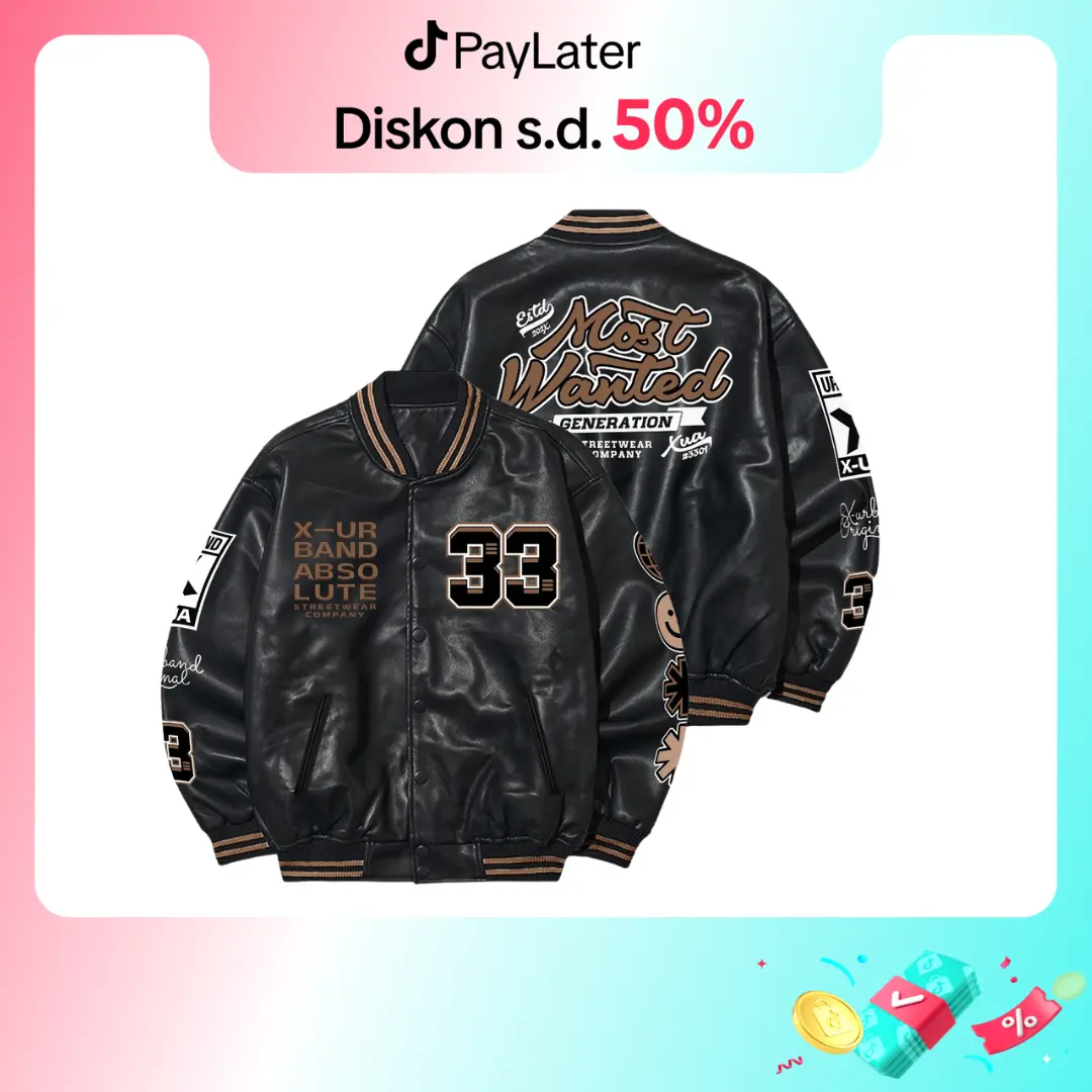 X Urband Absolute Jaket Varsity Kulit Sintetis Bordir Most Wanted