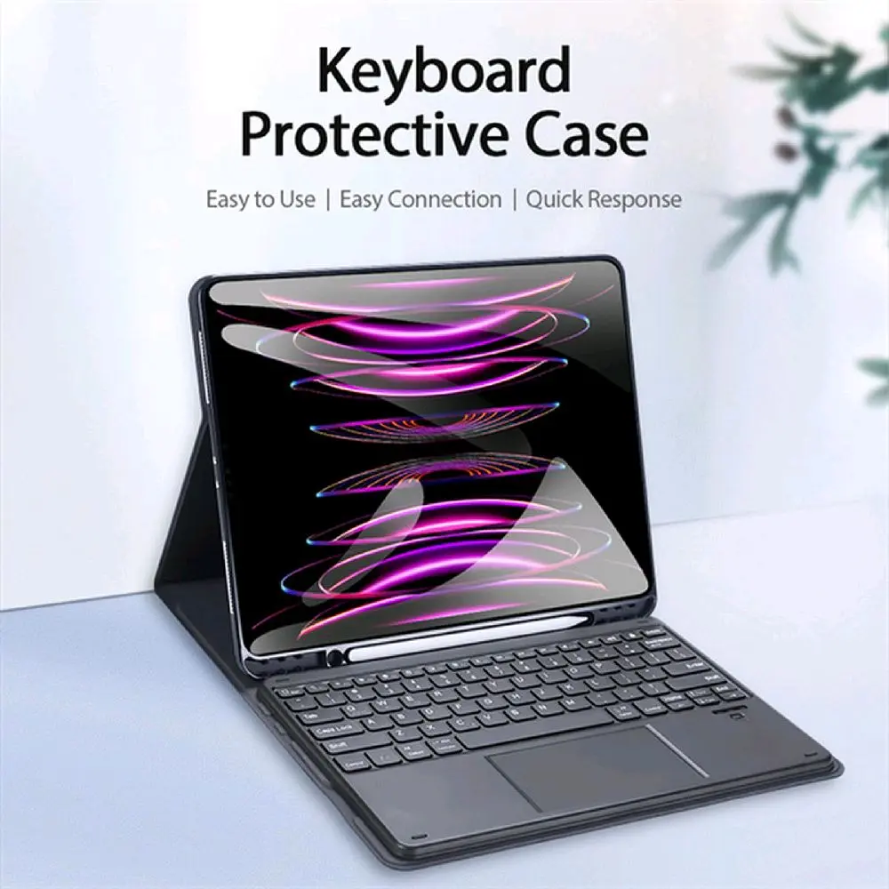 Keyboard Case with Touchpad for iPad Air 8 7 6 5 4 M2 M3 M4 11 13 inch 2024 2025 2026 DD Dux Ducis TK Casing Magnetic Stand Pen Holder Cover Bluetooth Connection
