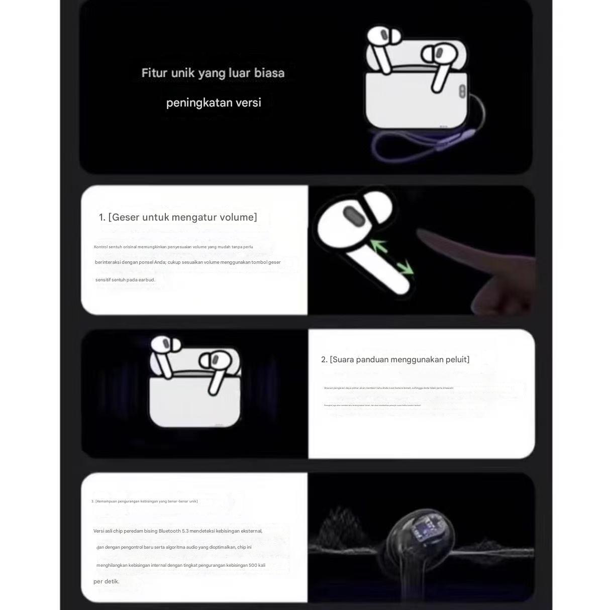 AI TWS Headphone Nirkabel Earphone Bluetooth-kompatibel 5.3 Headset Tahan Air dengan Mikrofon untuk Xiaomi iPhone Earbud