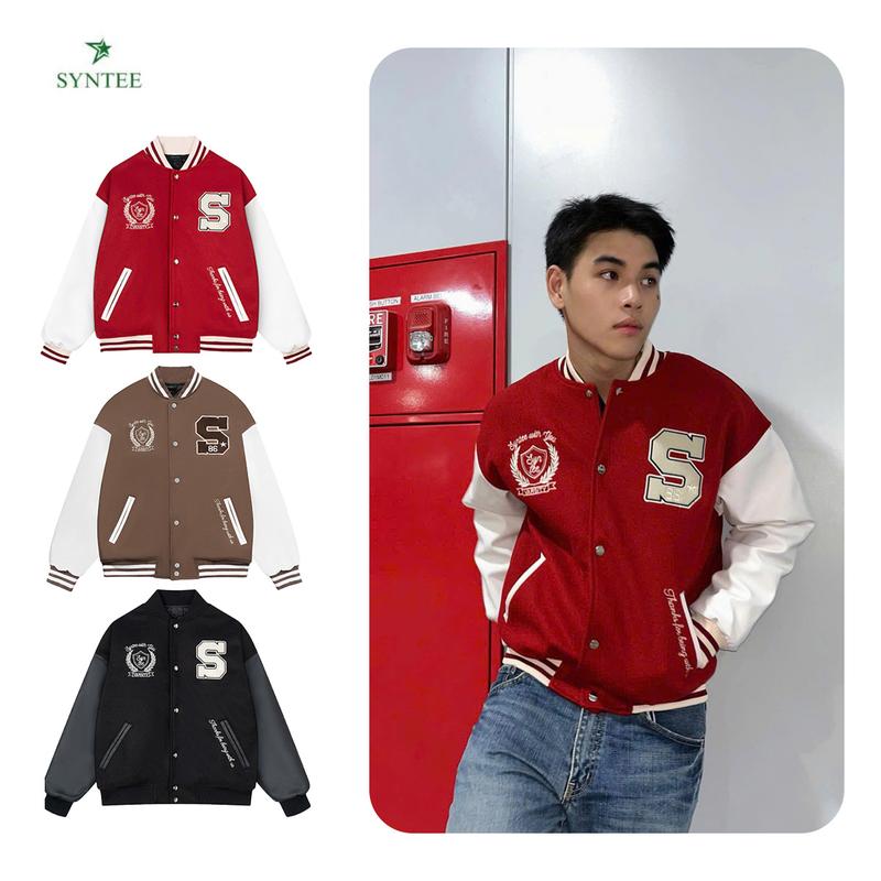  Áo Khoác Varsity GOODVIBES Syntee Academy Varsity Chất Dạ Phối Tay Da Full Thêu Unisex Varsity 
