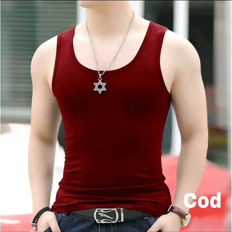 Singlet Pria Motif Polos / Kaos tanpa lengan / kaos dalam / Baju lekbong cowok santai keren fashion Dewasa Atasan Hitam 0