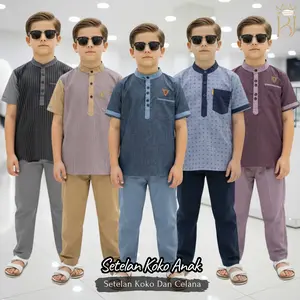 BJ KOKO Setelan Baju Koko Anak Baju Koko Anak Laki Laki usia 1-10 tahun Bahan Katun Madinah Terbaru 2026