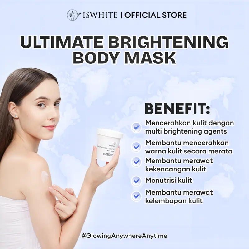 ISWHITE Brightening Ultimate Body Mask No 1 Peach Extract Masker Mencerahkan Tubuh Niacinamide 3