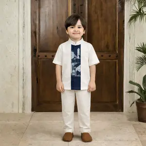 [HELLOMINI] 2-11T Abiyan Raya Koko Kembar Ayah Anak Katun Bordir | Baju Koko Anak Laki Laki HMN19