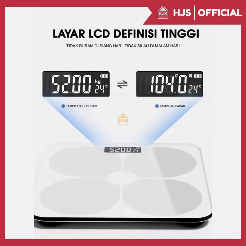 [HJS] Timbangan Badan Digital 180 KG / Timbangan Dewasa / Timbangan Lemak Kuat Anti Pecah 1