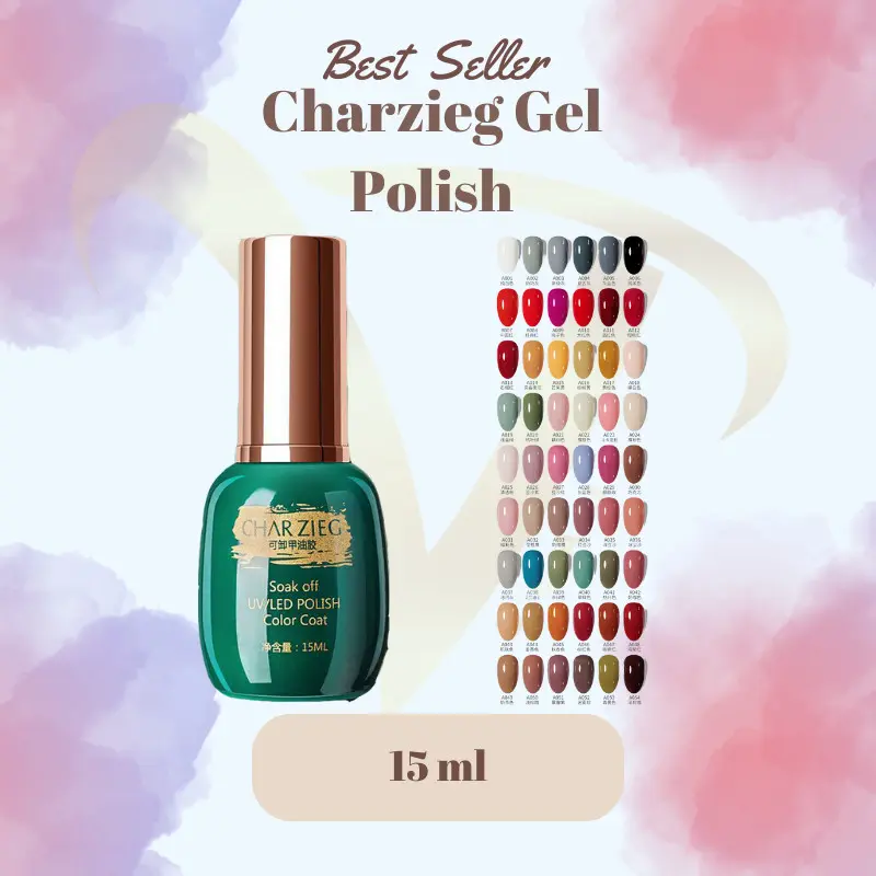 (01-050) CHARZIEG 15ml UV Led Soak Off Gel Polish Kutek Gel 15ml Colour