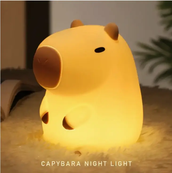 Đèn ngủ Capibala, 1 chiếc, ánh sáng khai thác, bạn đồng hành khi ngủ, đèn để bàn đầu giường, được làm bằng vật liệu silicon