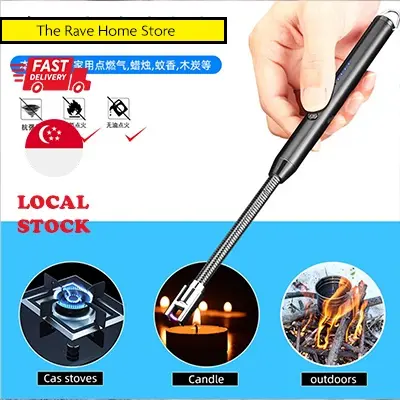 Kitchen Electric Lighter, Candle Lighter, USB Rechargeable Candle Lighter Windproof Electric Kitchen Lighter Outdoor BBQ