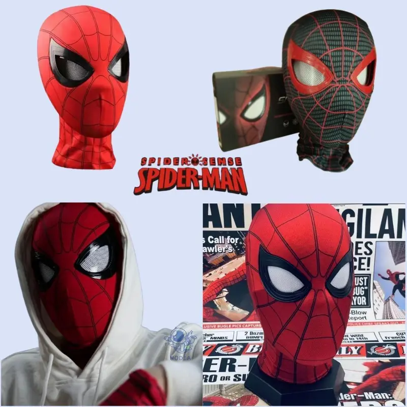 NODIA Tutup Kepala SpiderMan Mata Bisa Berkedip Lulus Chin Control Pahlawan Super Bermain Peran Game Marvel's Spider-Man Miles Morales Mainan Cosplay 0