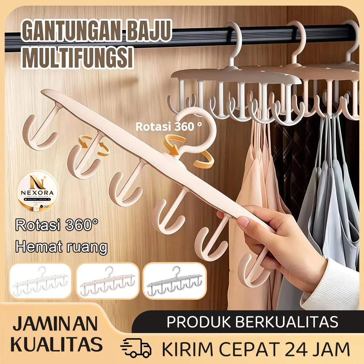 [Pengiriman cepat] Hanger Jemuran Organizer 6 Cabang Serbaguna / Hanger Gantungan 6 Cabang Multi Kait/Hanger Gantungan Dasi Topi Tas Ikat Pinggang pakaian wanita murah COD Plastik