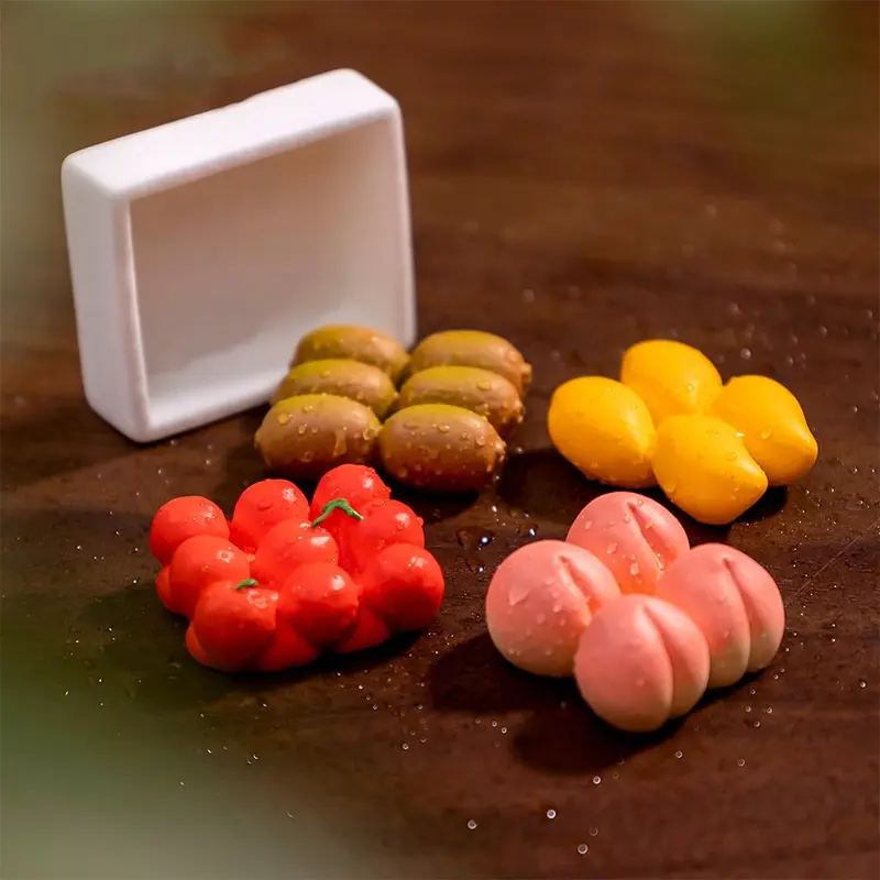 3D Simulation Fruit Mini Resin Fruit Figurines Miniatures Cute Mango Strawberry Artificial Fruits Window Display 4