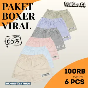 PAKET VIRAL BOXER SALUR 6 PCS 90RB Combo Hemat CELANA BOXER PRIA DAN WANITA MOTIF SALUR