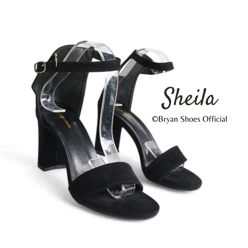 Sheila High Heels – Sepatu Sandal Hak Tahu 9cm Wanita | High Cutting Tumit | Elegan & Nyaman | Size 36-43 Wisuda Hitam Krem - Black Shoes Perempuan, Cewek jumbo 41 42 1